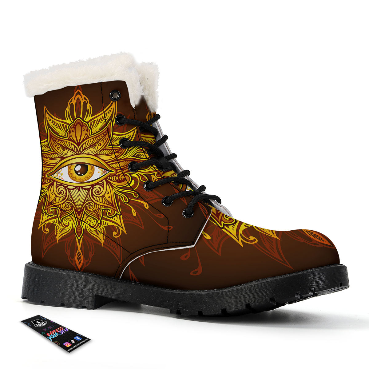 All Seeing Eye Gold Print Winter Boots-grizzshop