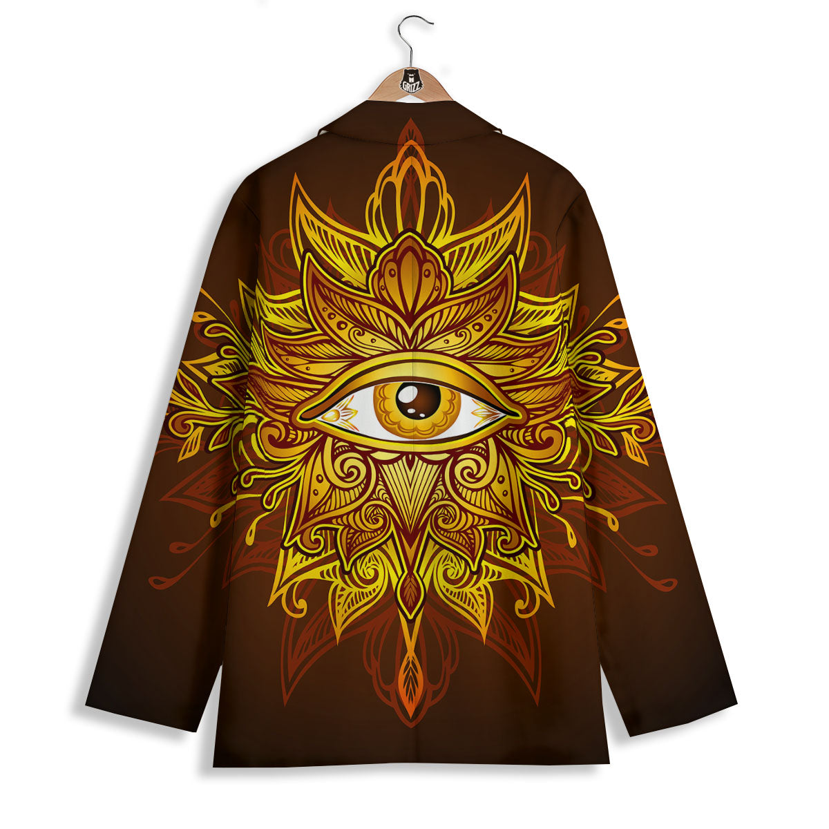 All Seeing Eye Gold Print Women's Blazer-grizzshop