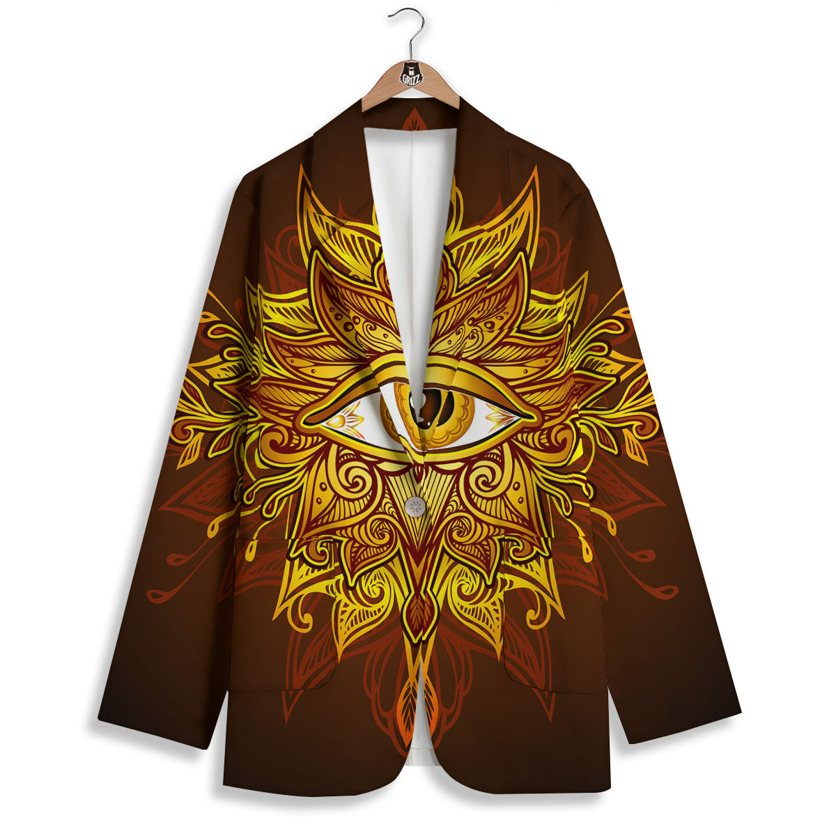 All Seeing Eye Gold Print Women's Blazer-grizzshop
