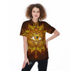 All Seeing Eye Gold Print Women's Golf Shirts-grizzshop