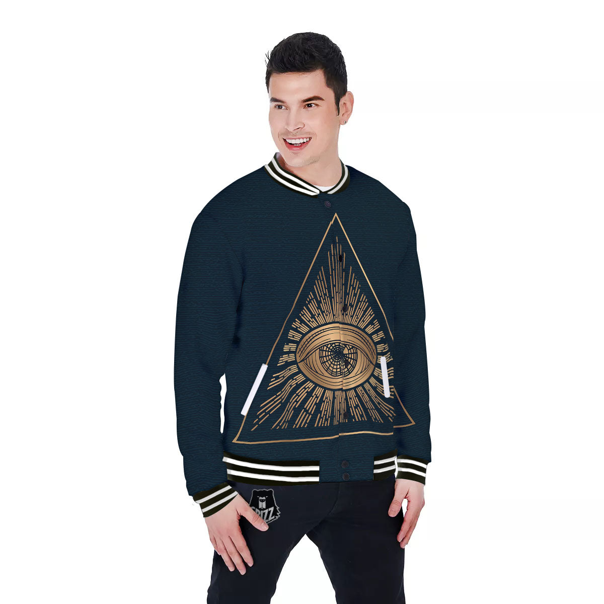 All Seeing Eye Masonic Print Baseball Jacket-grizzshop