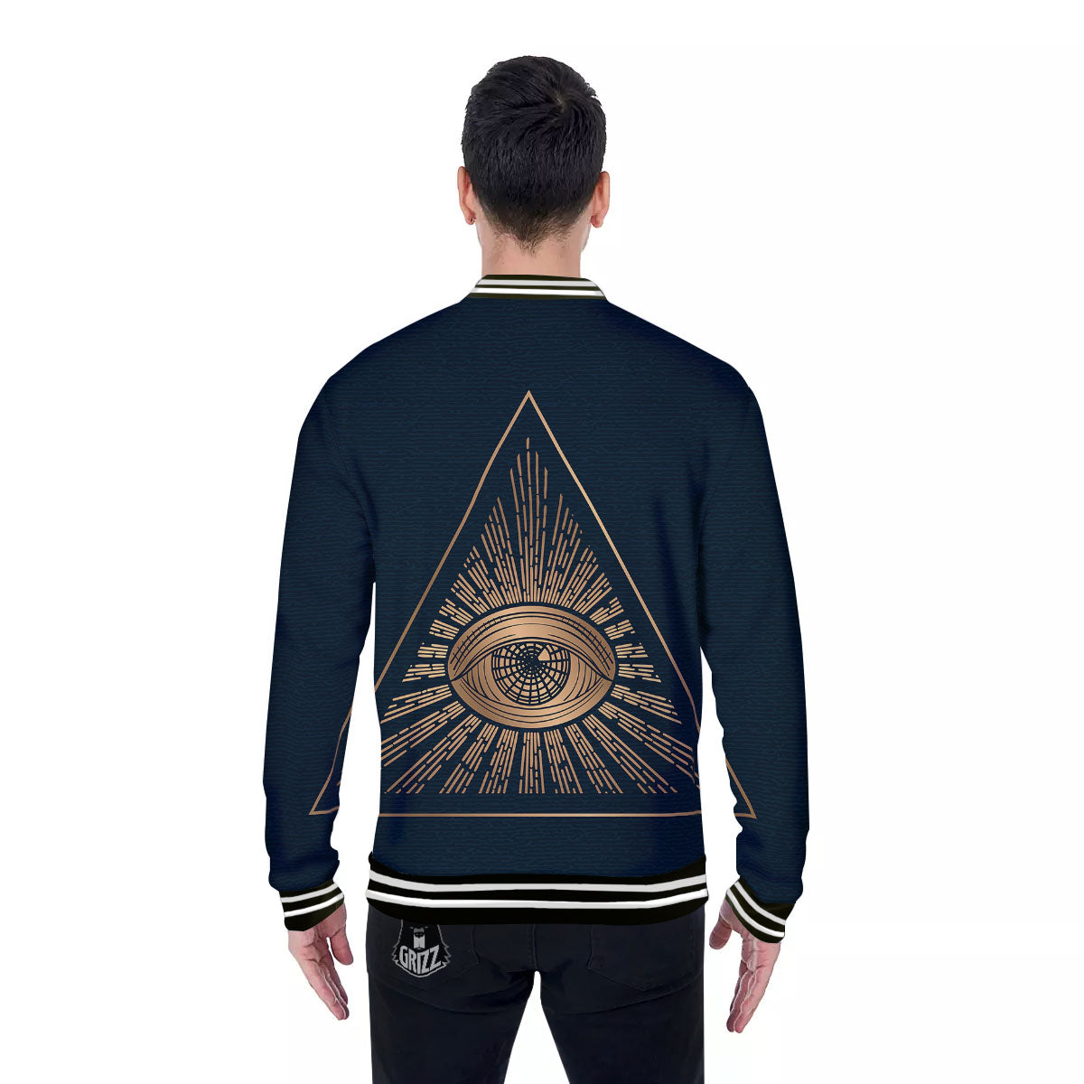 All Seeing Eye Masonic Print Baseball Jacket-grizzshop