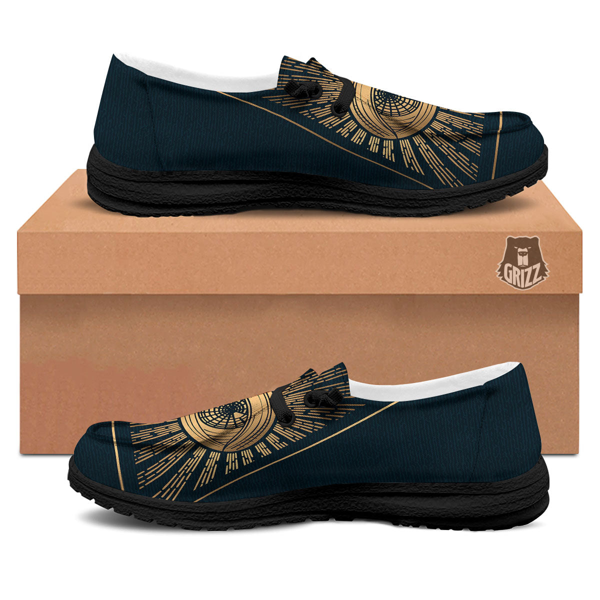 All Seeing Eye Masonic Print Black Loafers-grizzshop