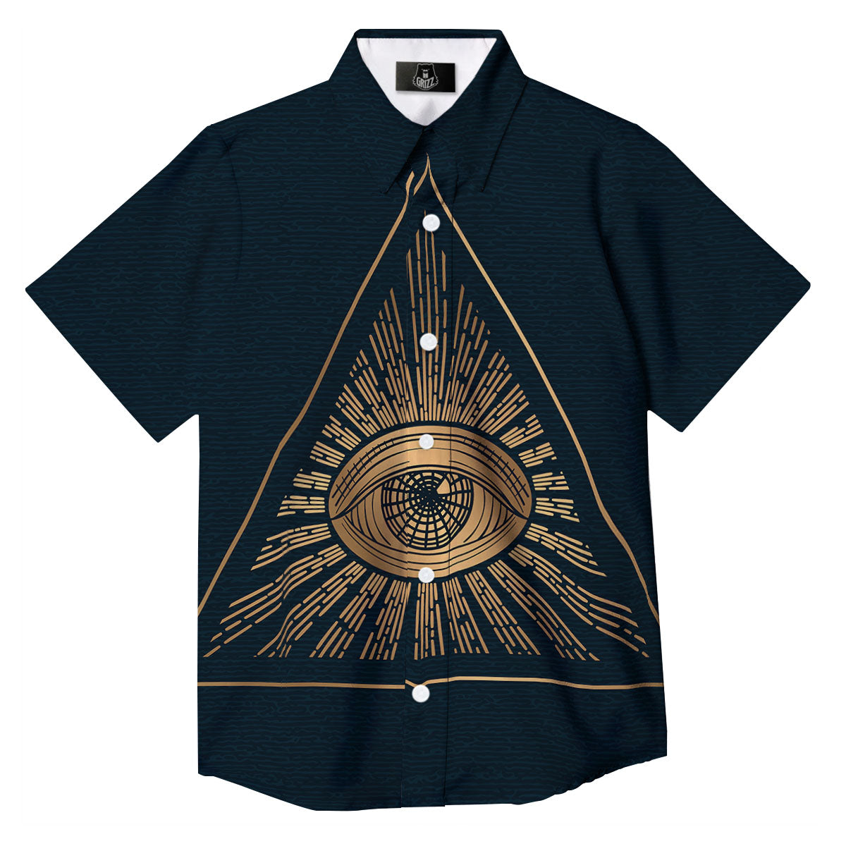 All Seeing Eye Masonic Print Button Up Shirt-grizzshop