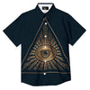 All Seeing Eye Masonic Print Button Up Shirt-grizzshop