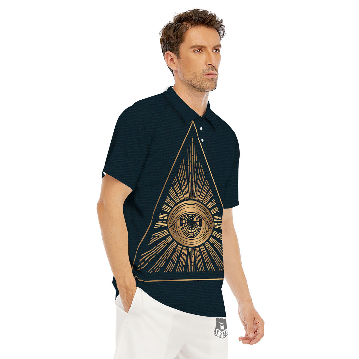 All Seeing Eye Masonic Print Men's Golf Shirts-grizzshop