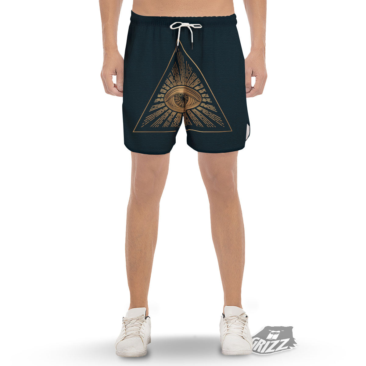 All Seeing Eye Masonic Print Men's Gym Shorts-grizzshop