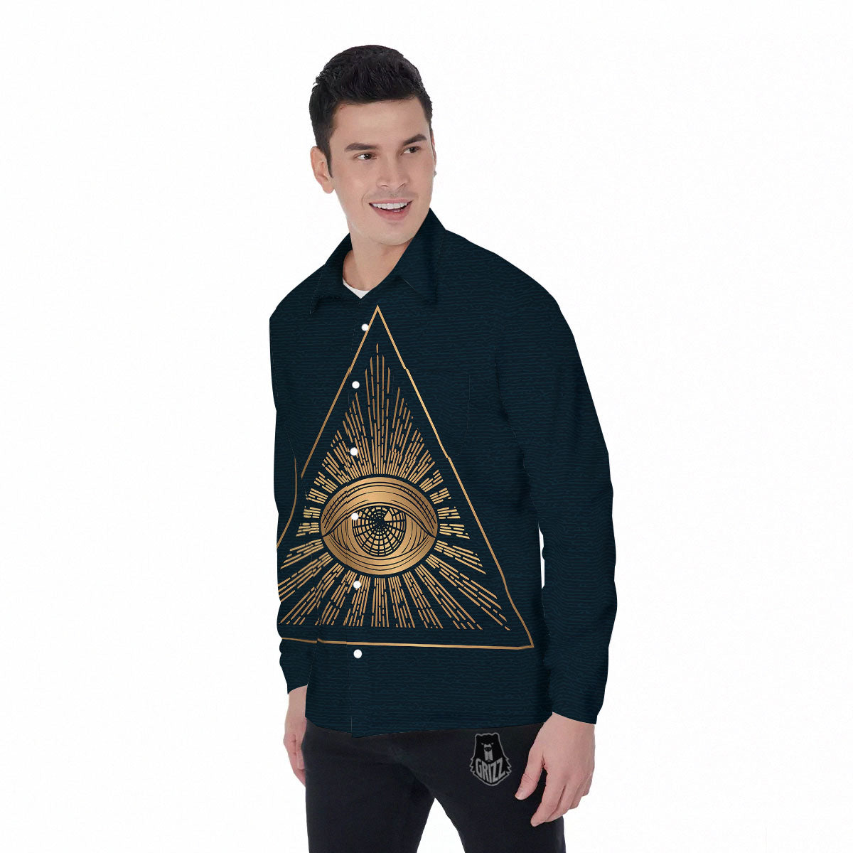 All Seeing Eye Masonic Print Men's Long Sleeve Shirts-grizzshop