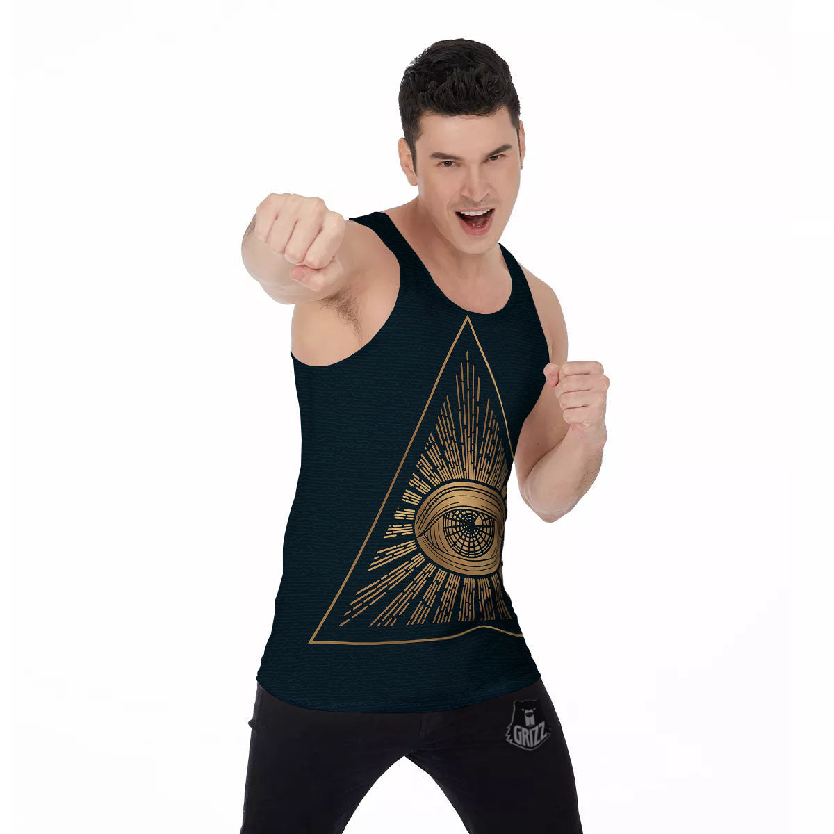 All Seeing Eye Masonic Print Men's Tank Top-grizzshop