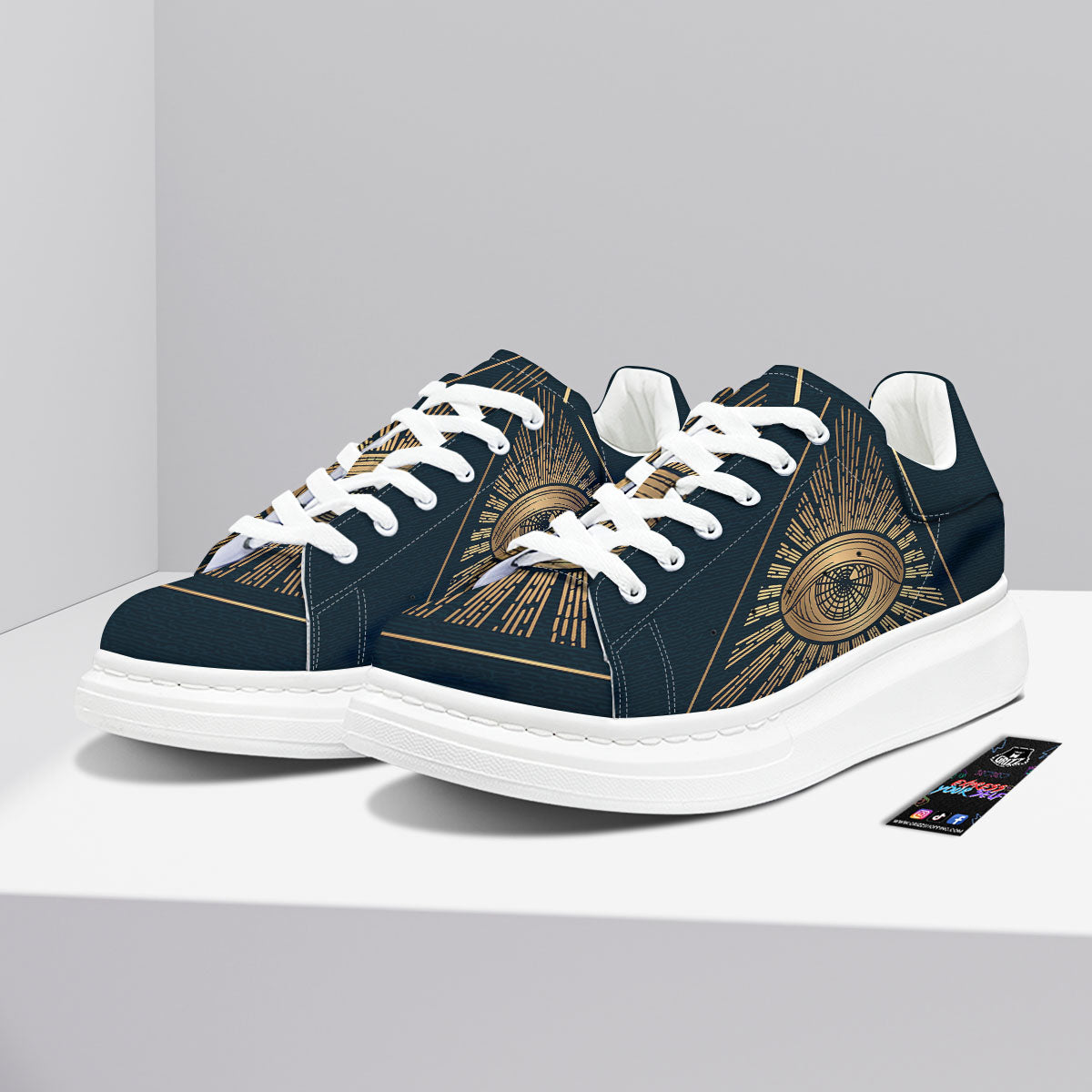 All Seeing Eye Masonic Print Platform Shoes-grizzshop
