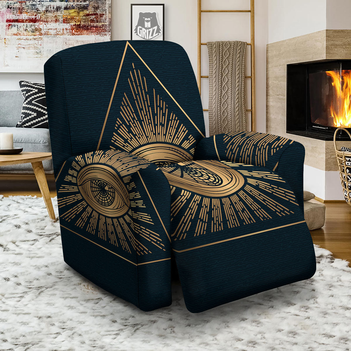 All Seeing Eye Masonic Print Recliner Slipcover-grizzshop