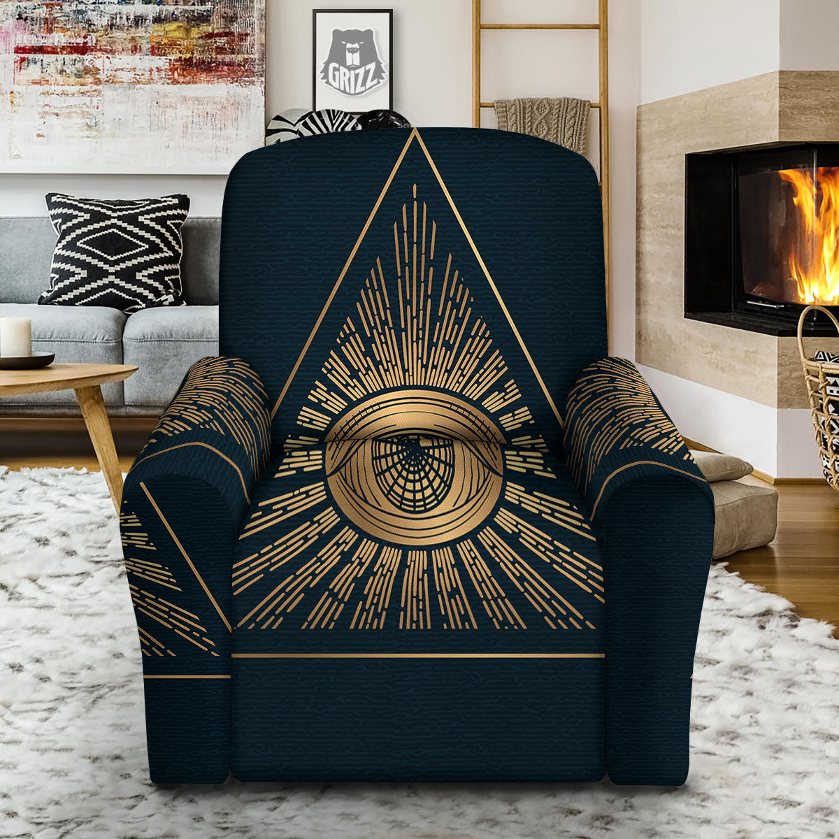 All Seeing Eye Masonic Print Recliner Slipcover-grizzshop