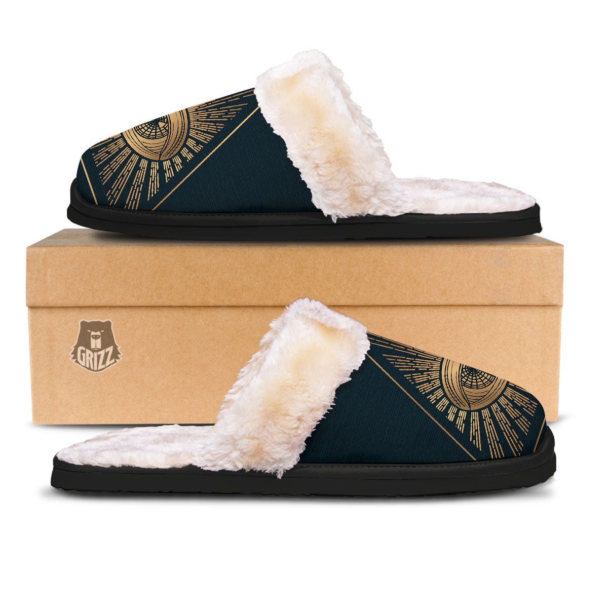 All Seeing Eye Masonic Print Slippers-grizzshop