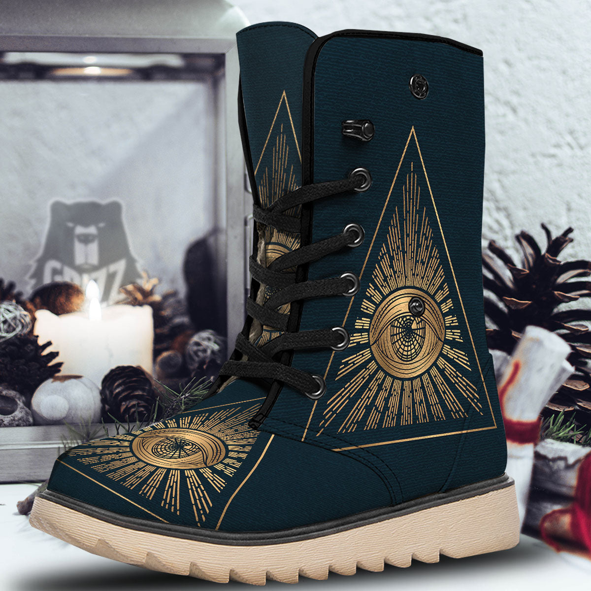 All Seeing Eye Masonic Print Snow Boots-grizzshop