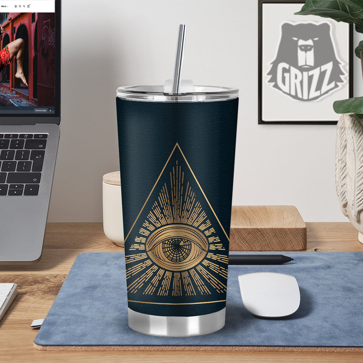 All Seeing Eye Masonic Print Tumbler-grizzshop