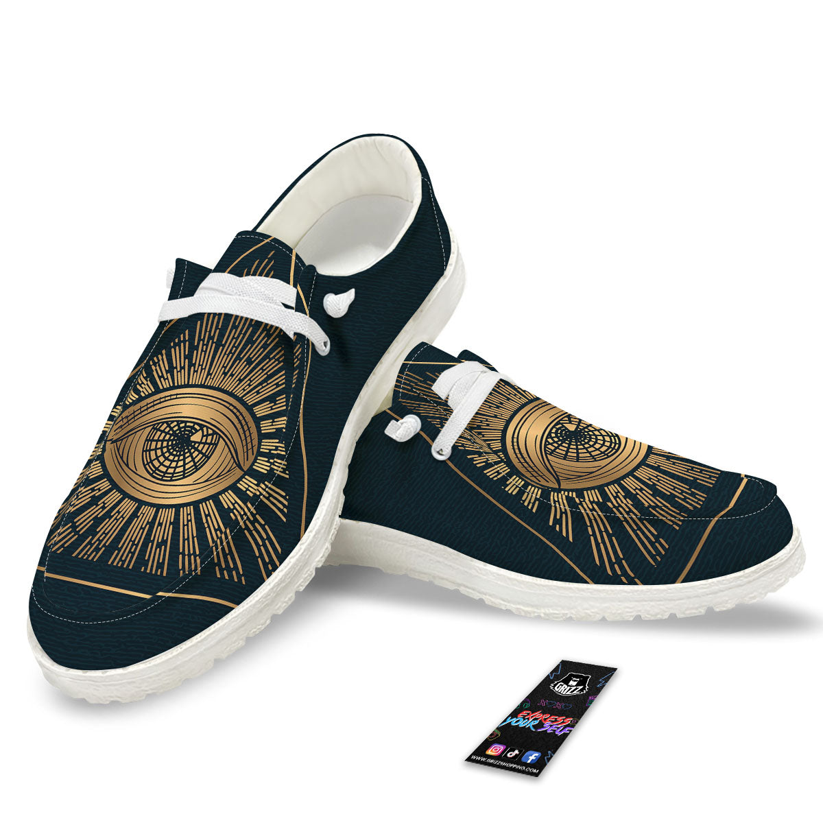 All Seeing Eye Masonic Print White Loafers-grizzshop