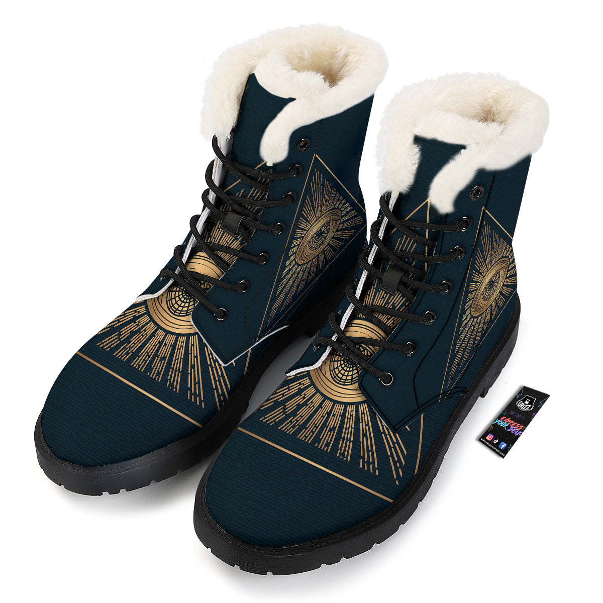 All Seeing Eye Masonic Print Winter Boots-grizzshop