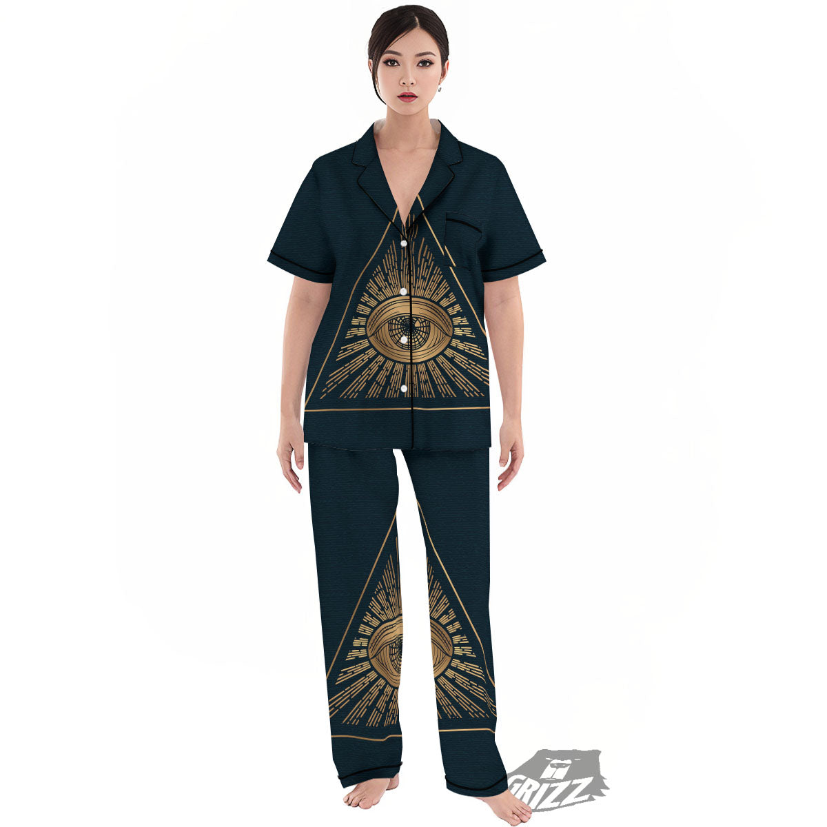 All Seeing Eye Masonic Print Women's Pajamas Set-grizzshop