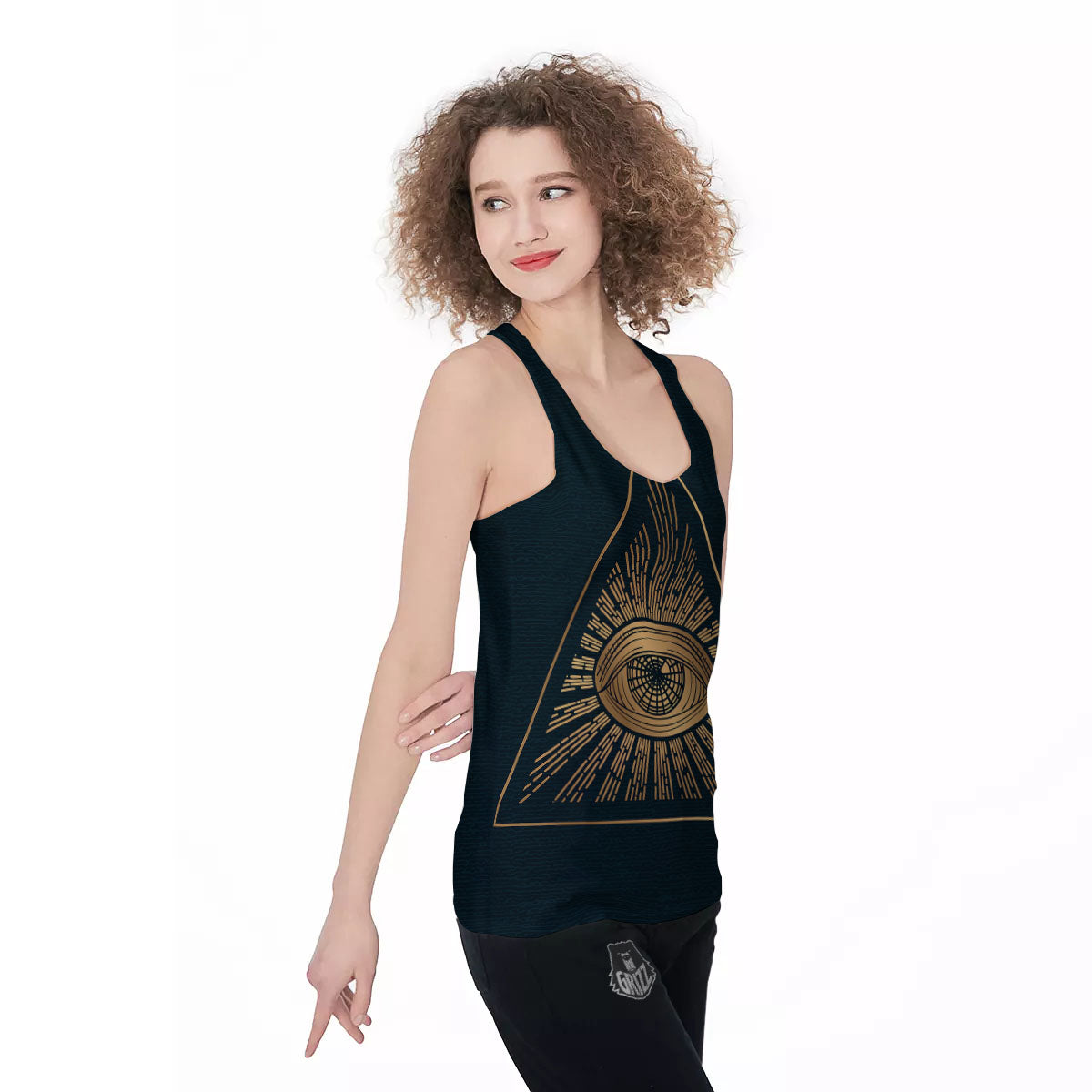 All Seeing Eye Masonic Print Women's Racerback Tank Top-grizzshop