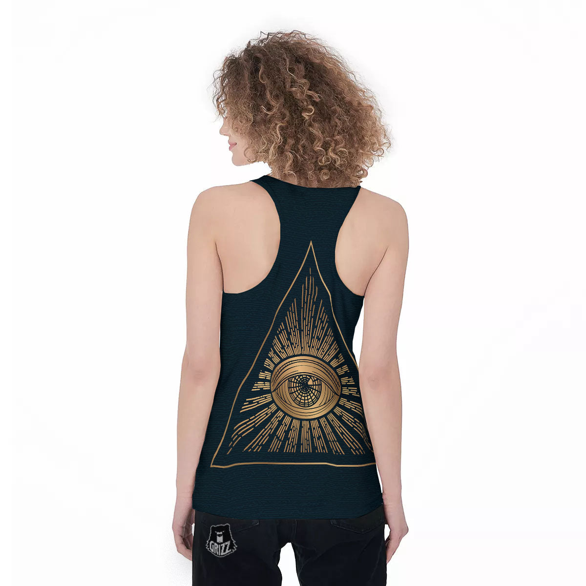 All Seeing Eye Masonic Print Women's Racerback Tank Top-grizzshop