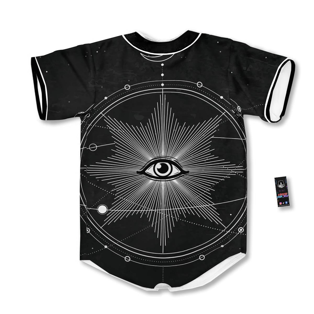 All Seeing Eye Sun Print Baseball Jersey