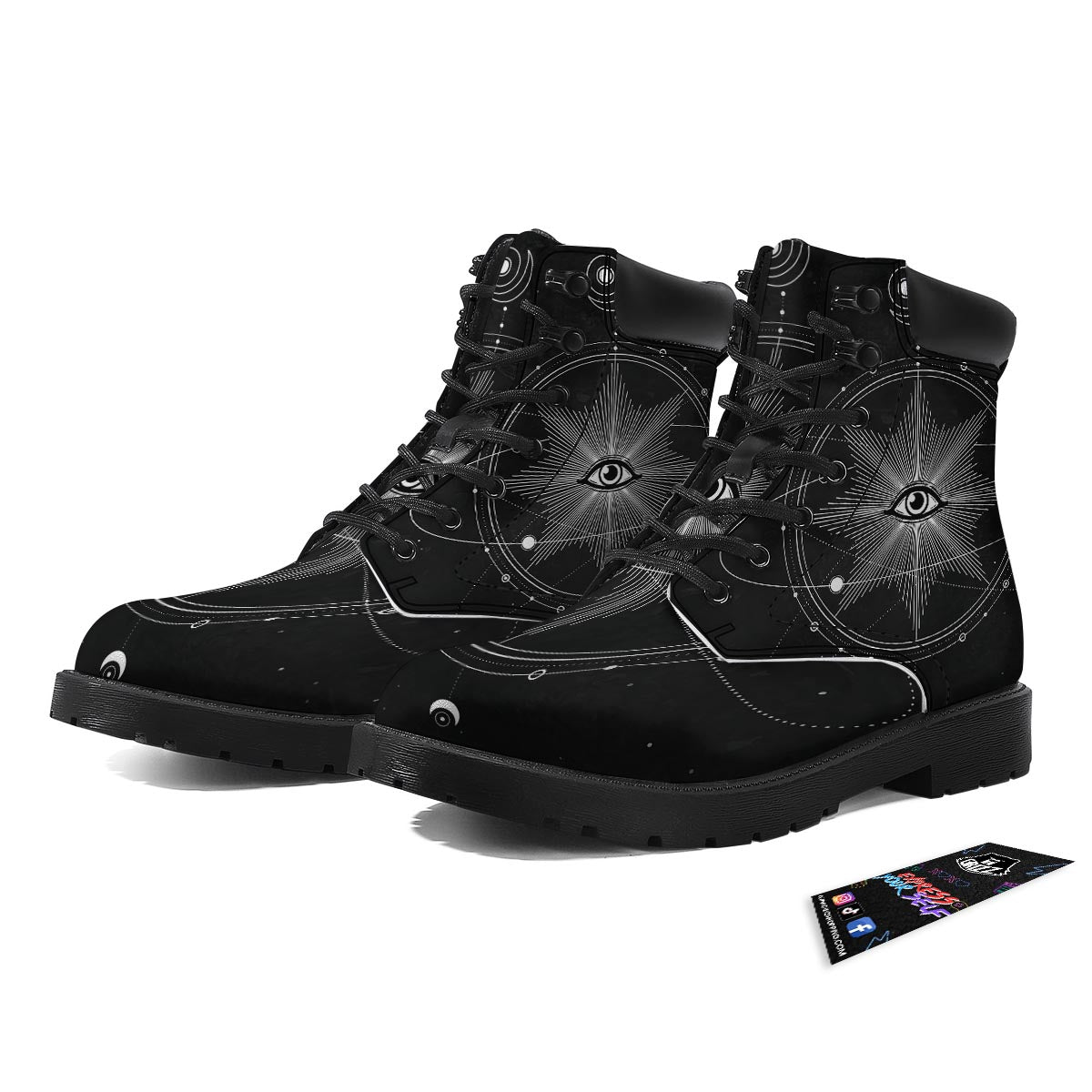 All Seeing Eye Sun Print Boots-grizzshop