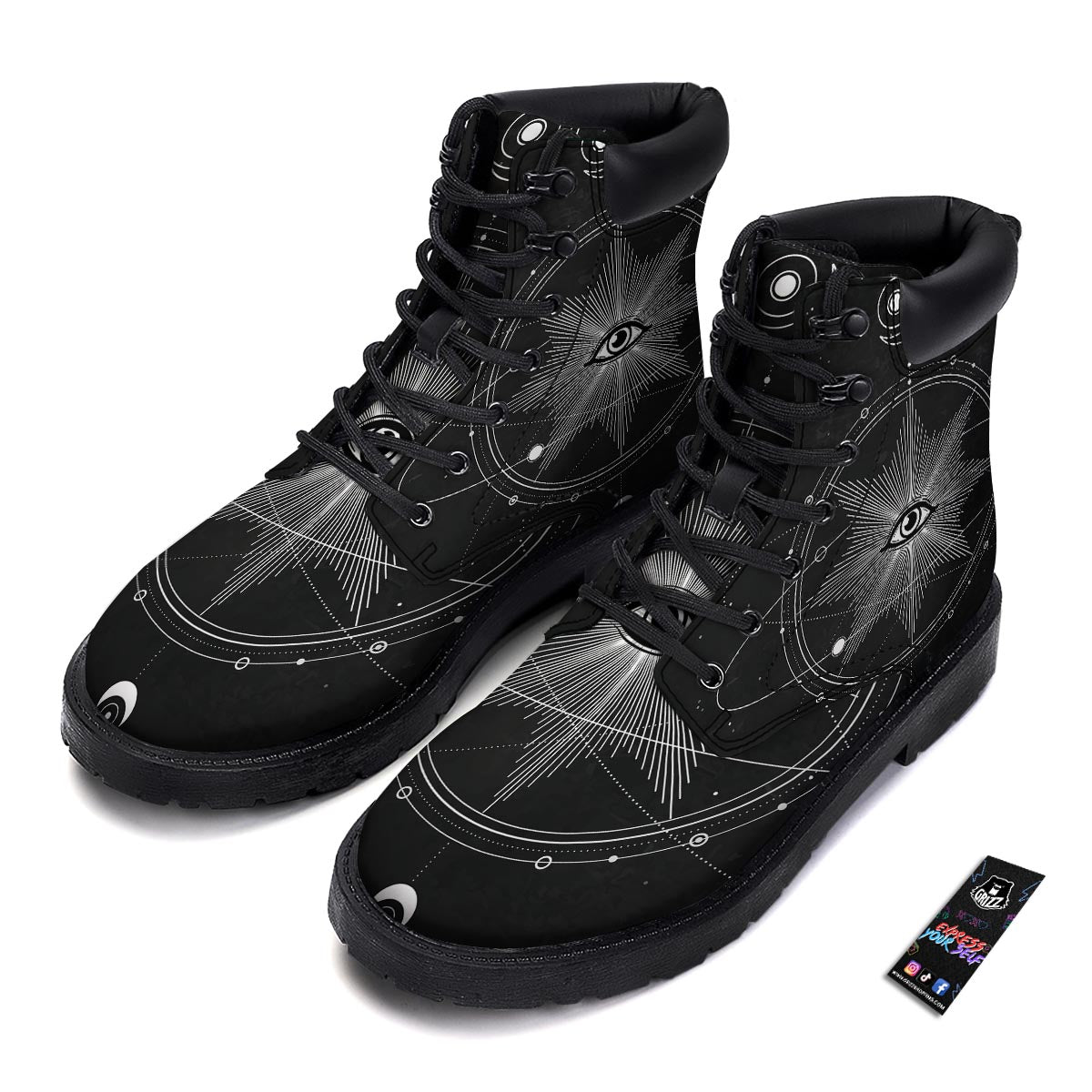 All Seeing Eye Sun Print Boots-grizzshop