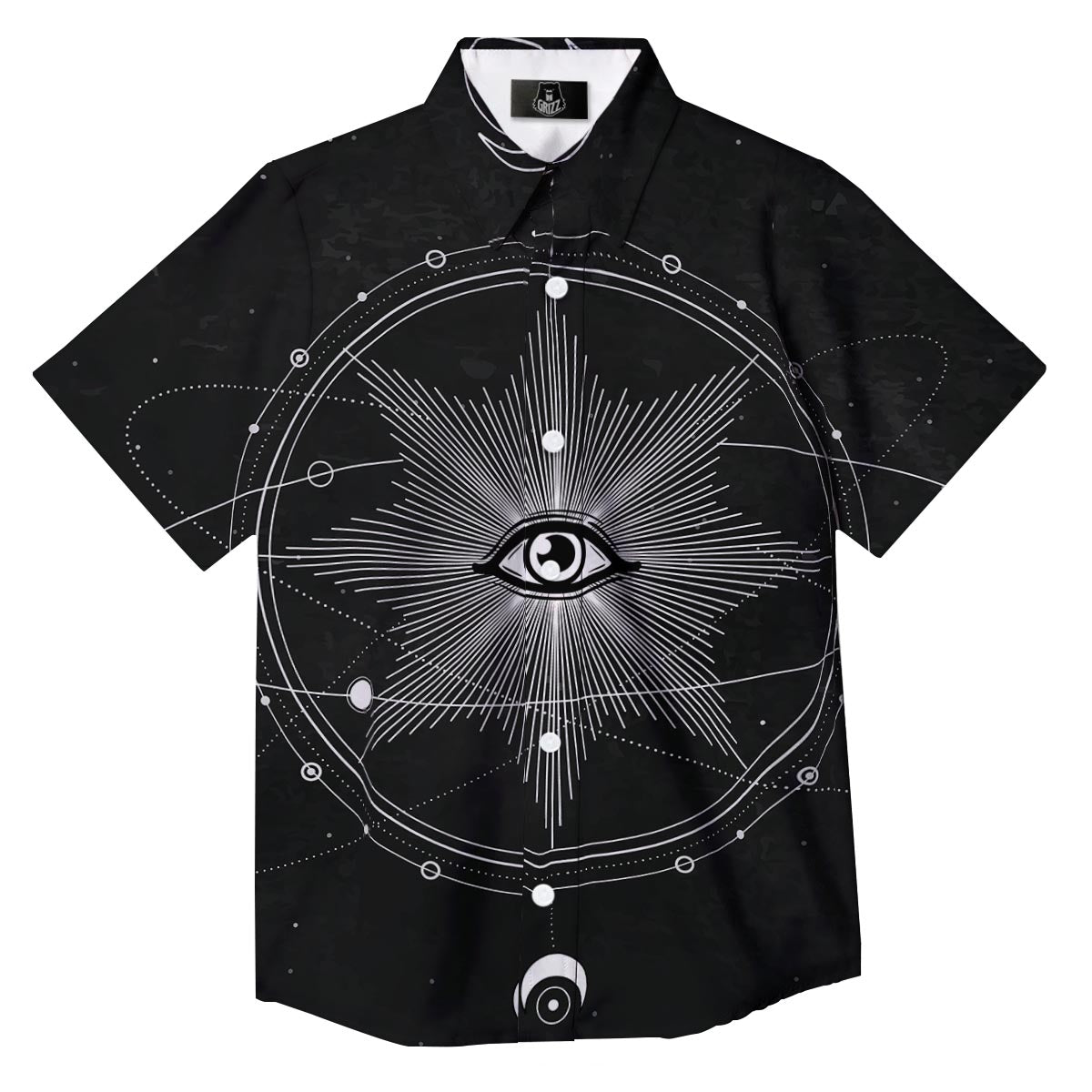 All Seeing Eye Sun Print Button Up Shirt-grizzshop