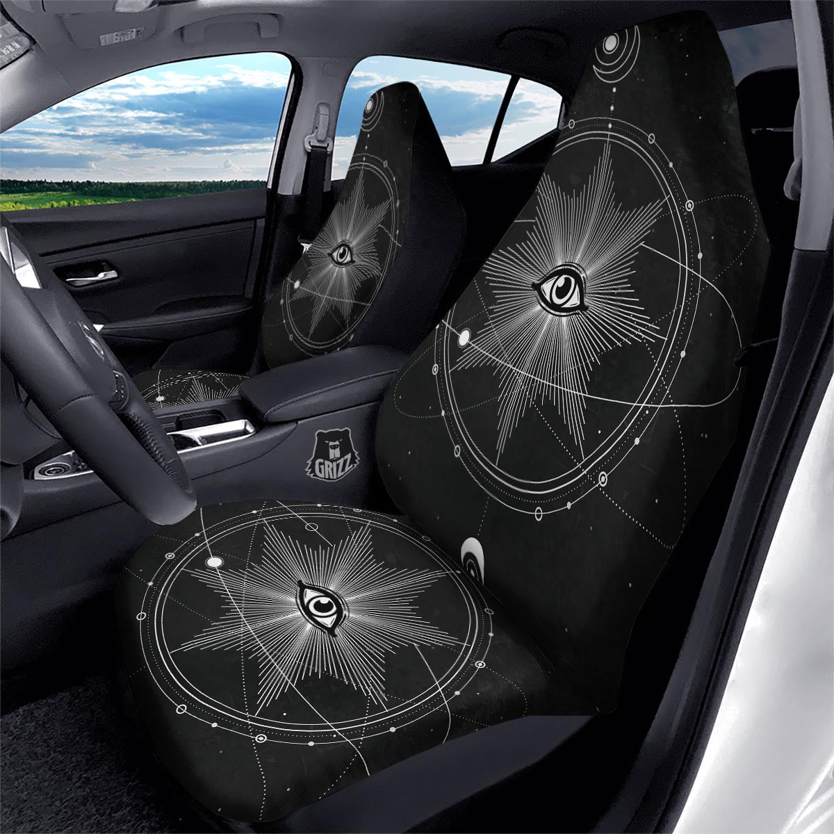 All Seeing Eye Sun Print Car Seat Covers-grizzshop