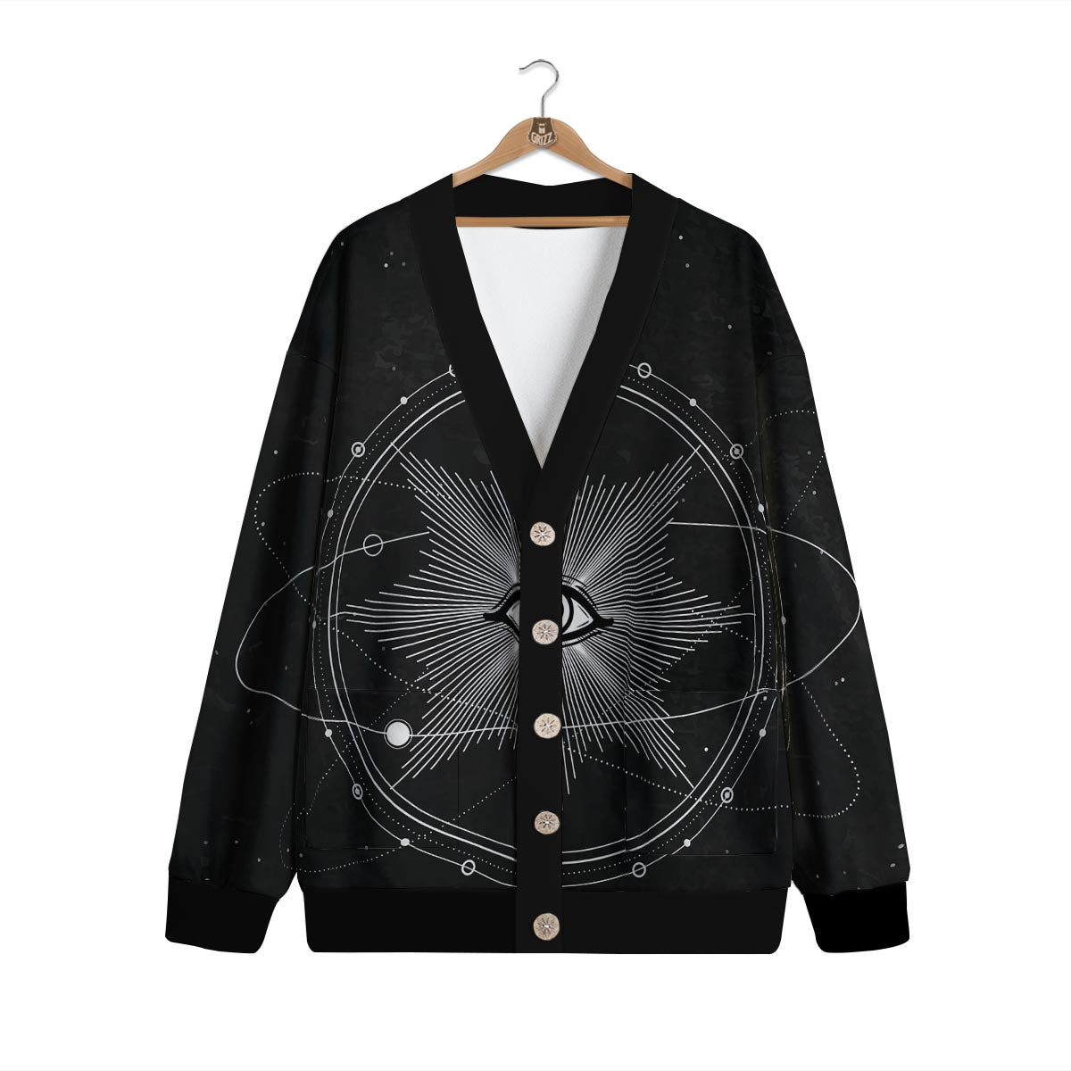 All Seeing Eye Sun Print Cardigan-grizzshop