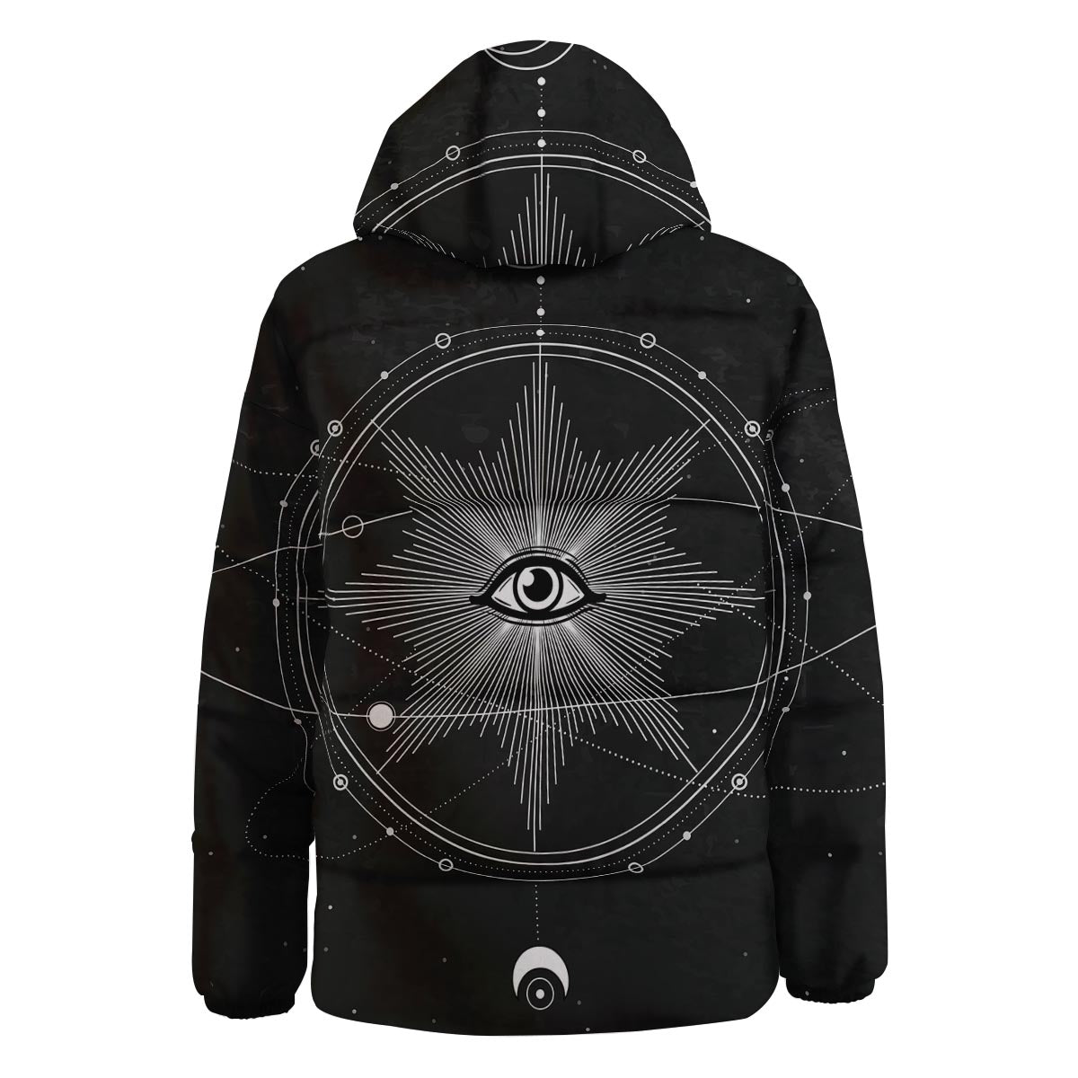 All Seeing Eye Sun Print Down Jacket-grizzshop