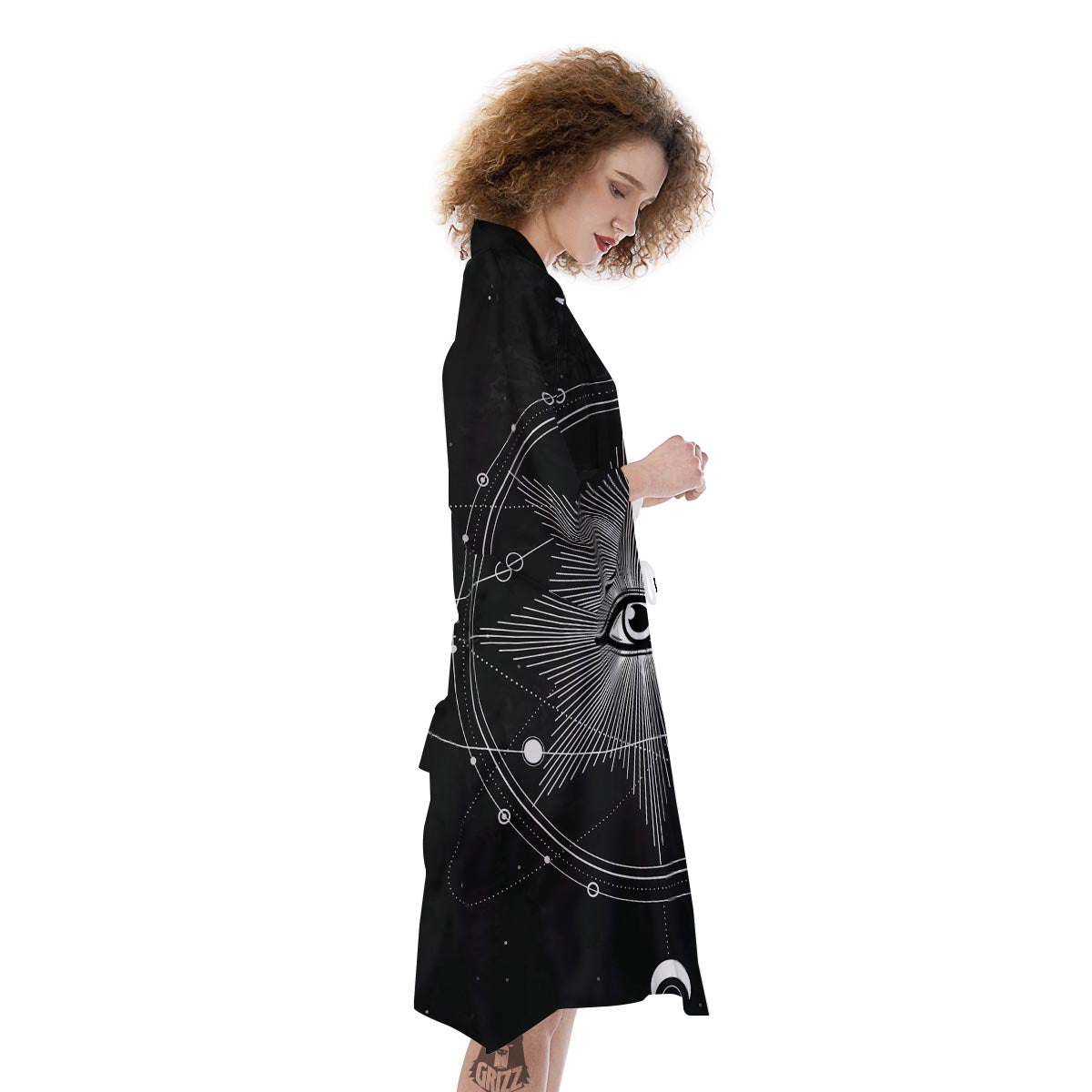 All Seeing Eye Sun Print Kimono-grizzshop
