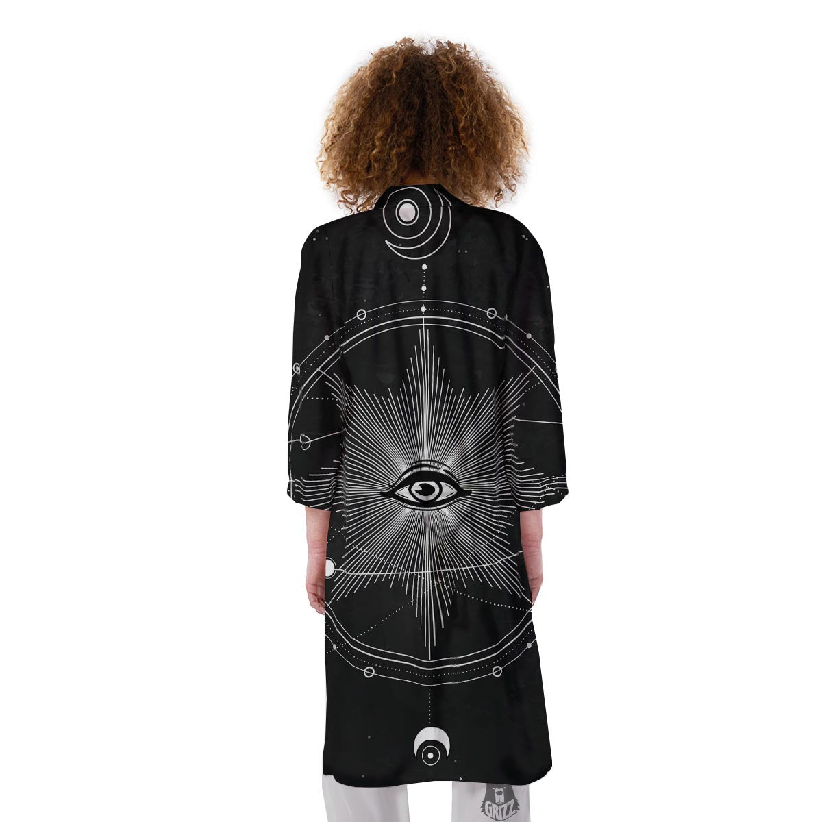 All Seeing Eye Sun Print Kimono-grizzshop