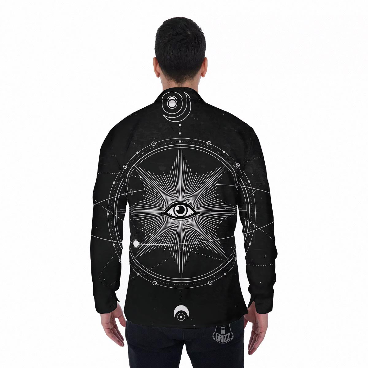 All Seeing Eye Sun Print Men's Long Sleeve Shirts-grizzshop