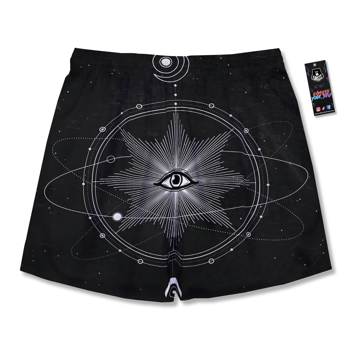 All Seeing Eye Sun Print Men's Running Shorts-grizzshop