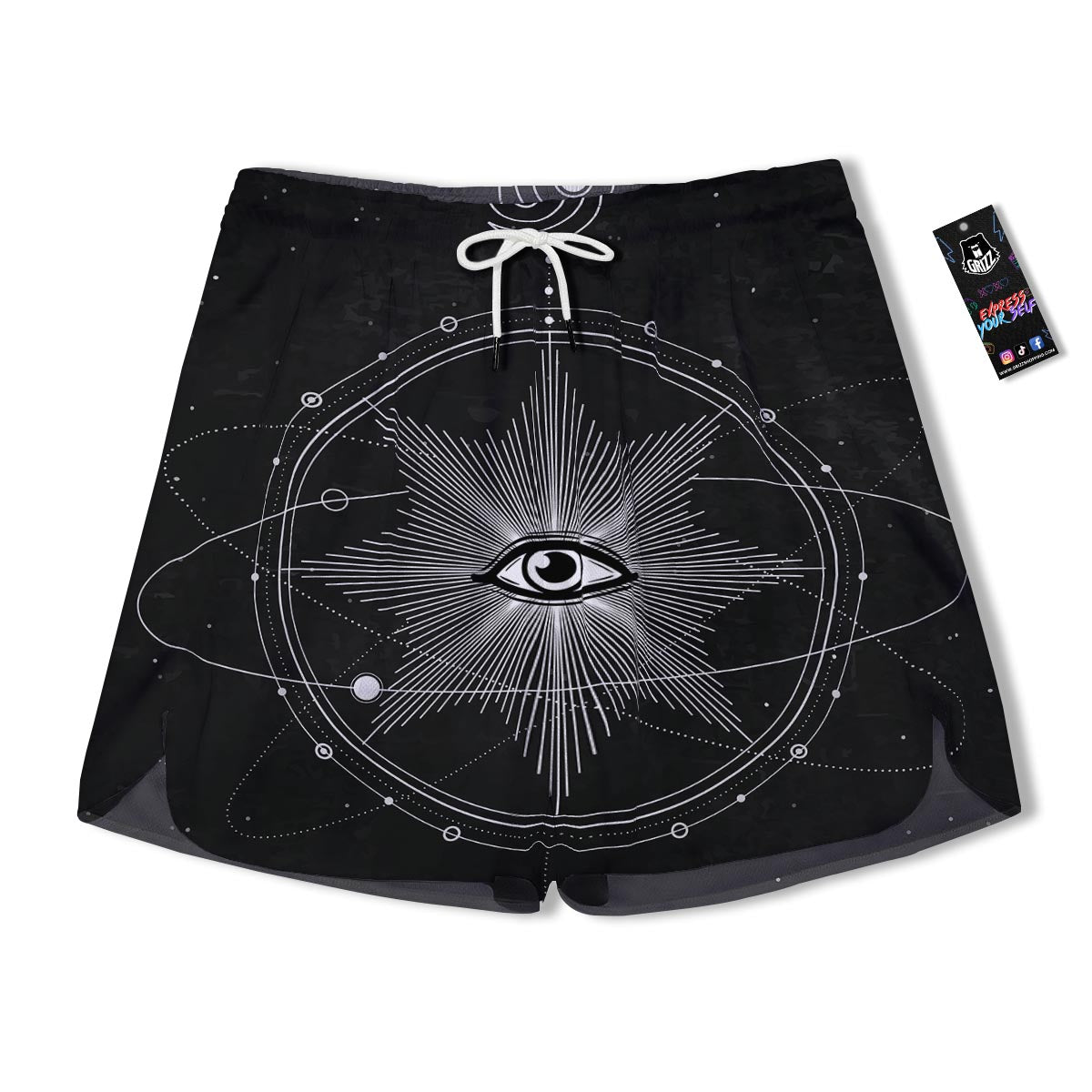 All Seeing Eye Sun Print Men's Running Shorts-grizzshop