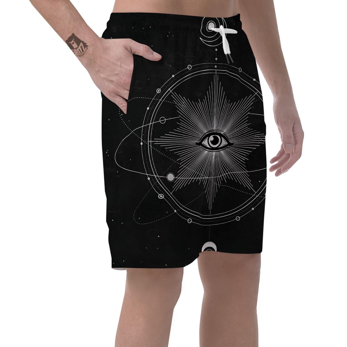 All Seeing Eye Sun Print Men's Shorts-grizzshop