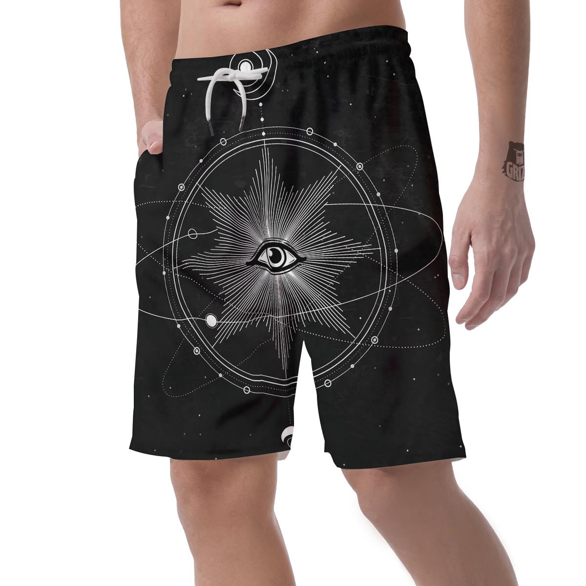 All Seeing Eye Sun Print Men's Shorts-grizzshop