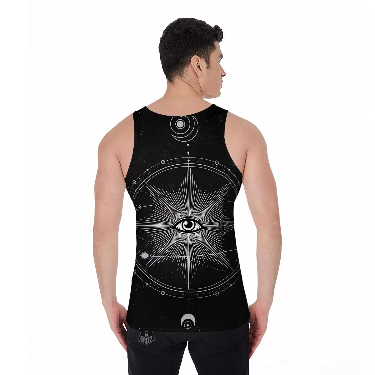 All Seeing Eye Sun Print Men's Tank Top-grizzshop