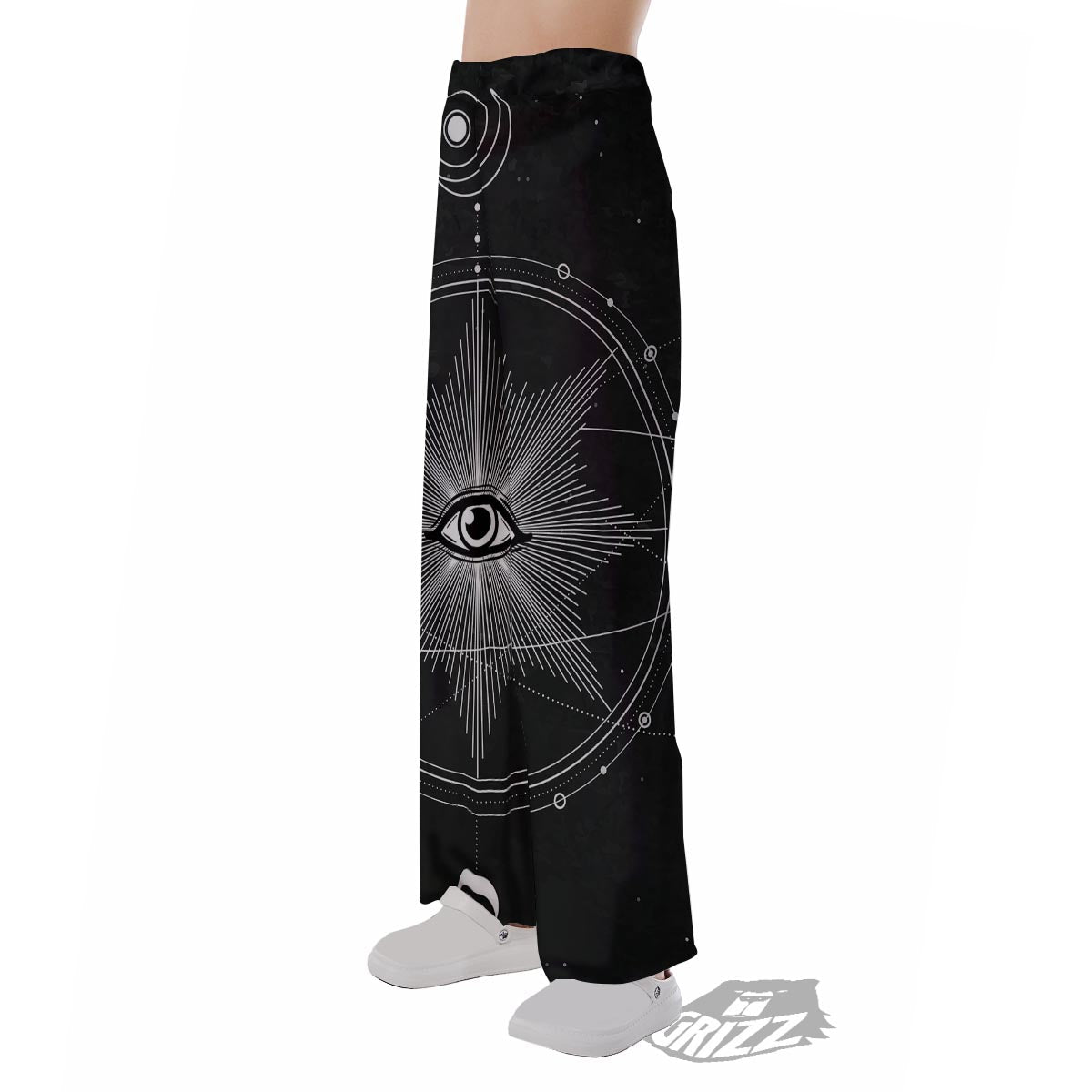 All Seeing Eye Sun Print Pajama Pants-grizzshop