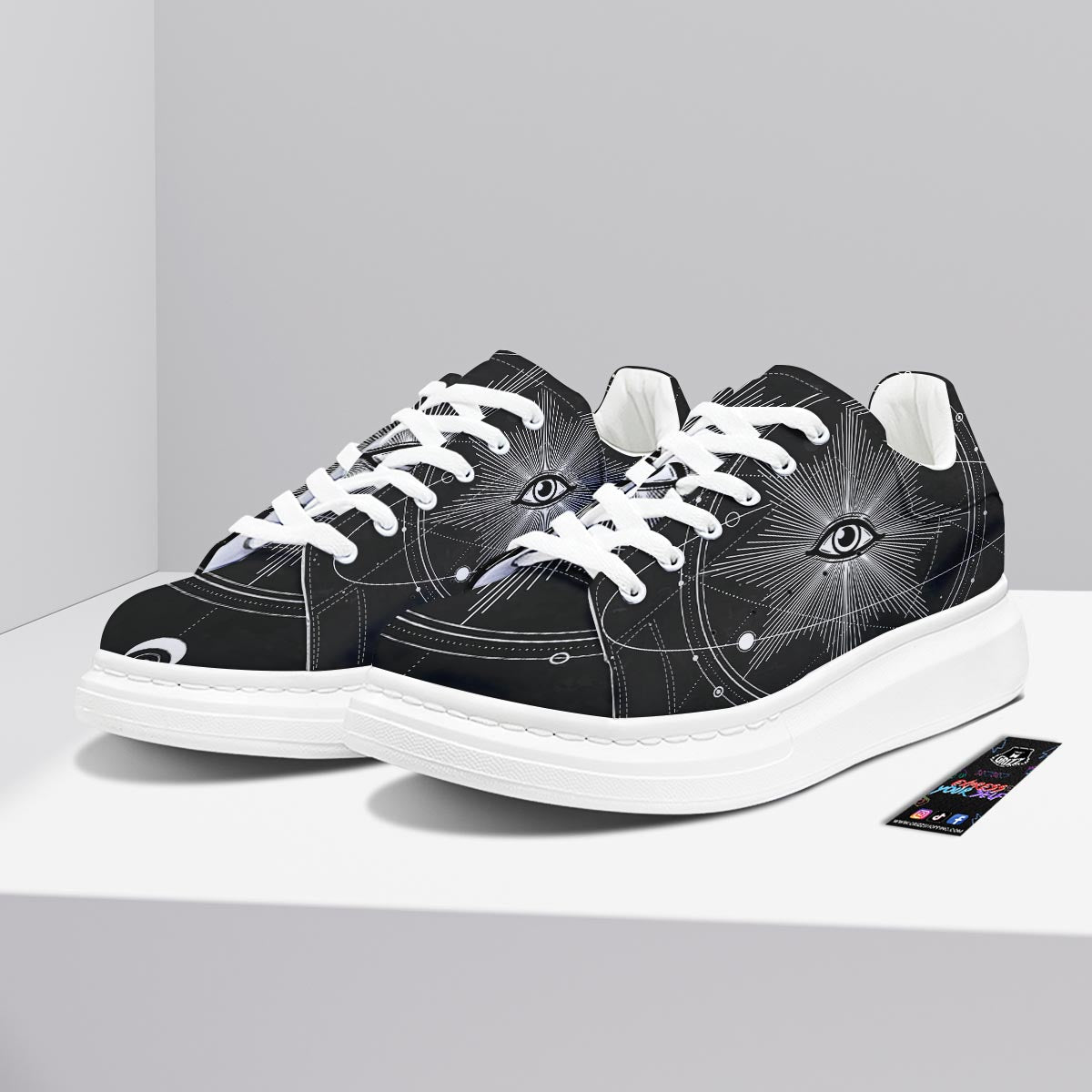 All Seeing Eye Sun Print Platform Shoes-grizzshop