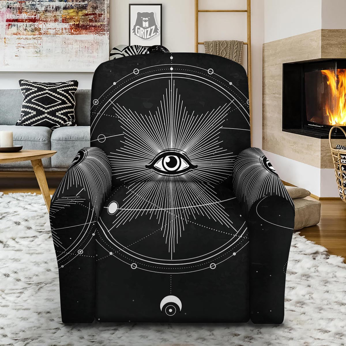 All Seeing Eye Sun Print Recliner Slipcover-grizzshop