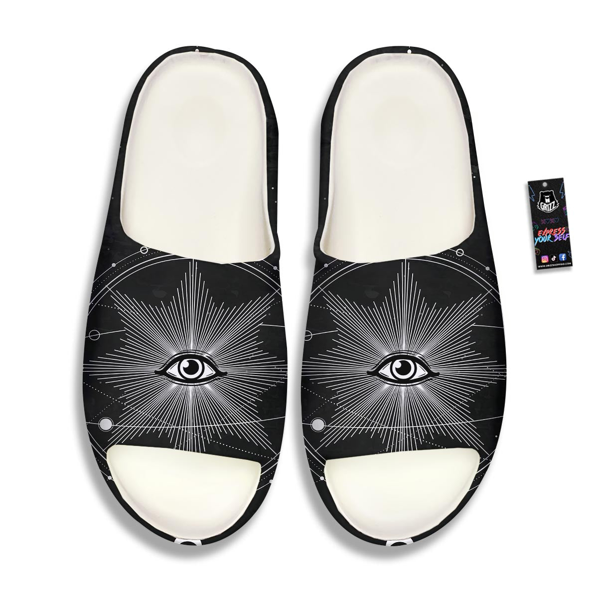 All Seeing Eye Sun Print Sandals-grizzshop