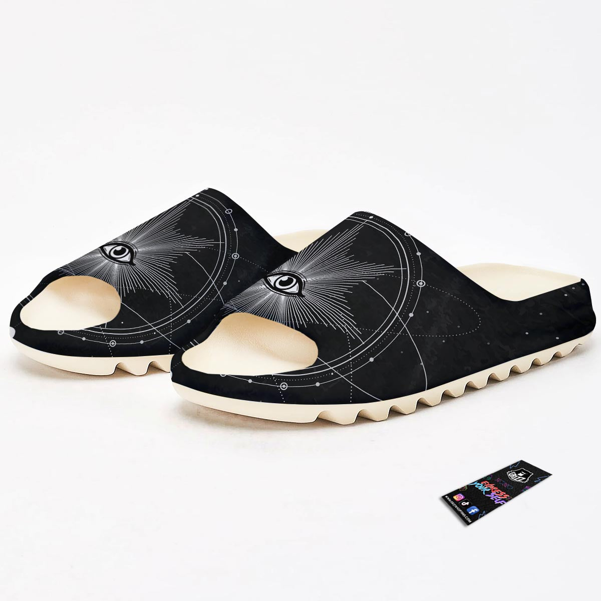 All Seeing Eye Sun Print Sandals-grizzshop