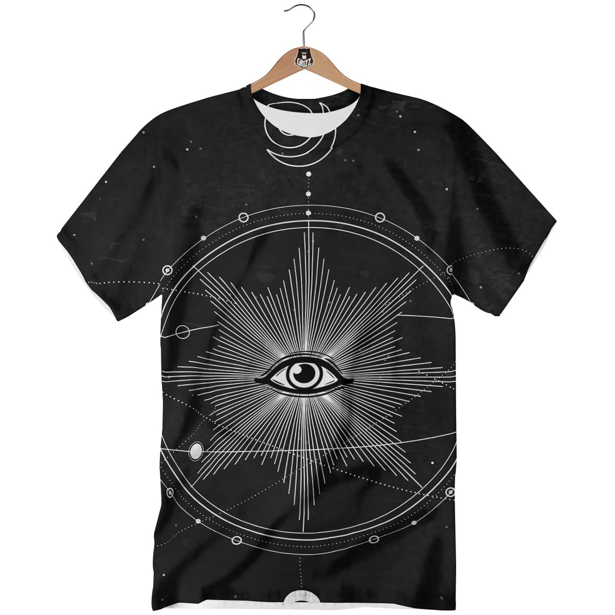 All Seeing Eye Sun Print T-Shirt-grizzshop