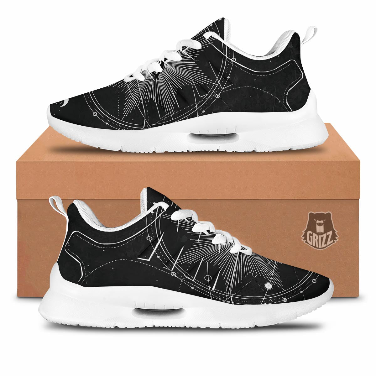 All Seeing Eye Sun Print Tennis Shoes-grizzshop