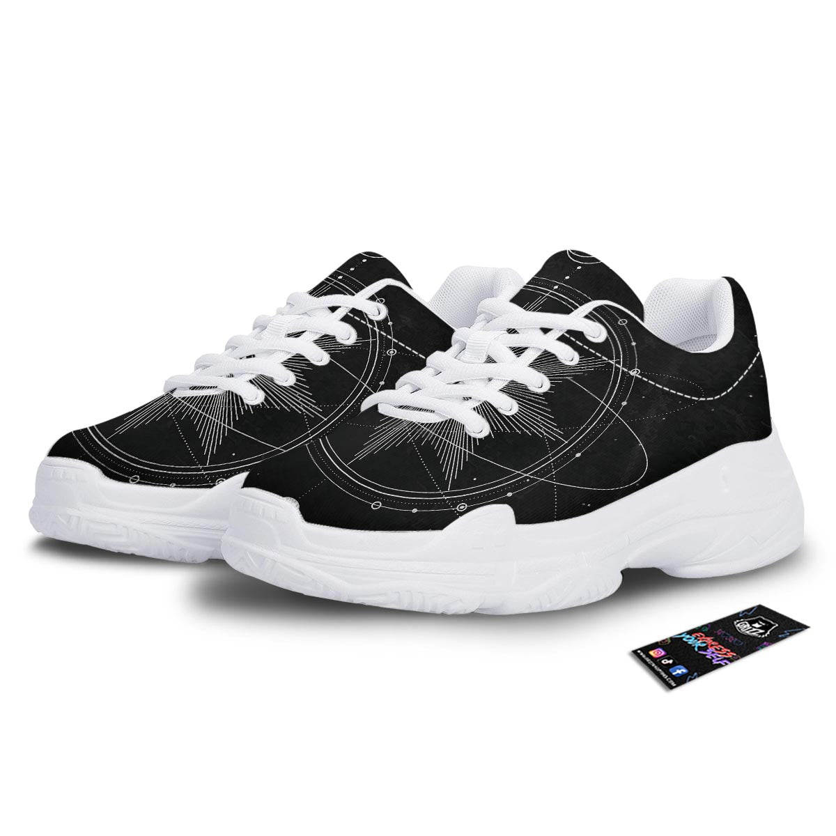 All Seeing Eye Sun Print White Chunky Shoes-grizzshop