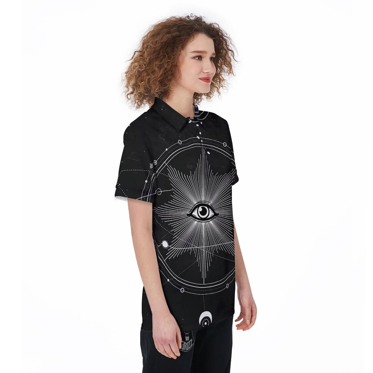 All Seeing Eye Sun Print Women's Golf Shirts-grizzshop