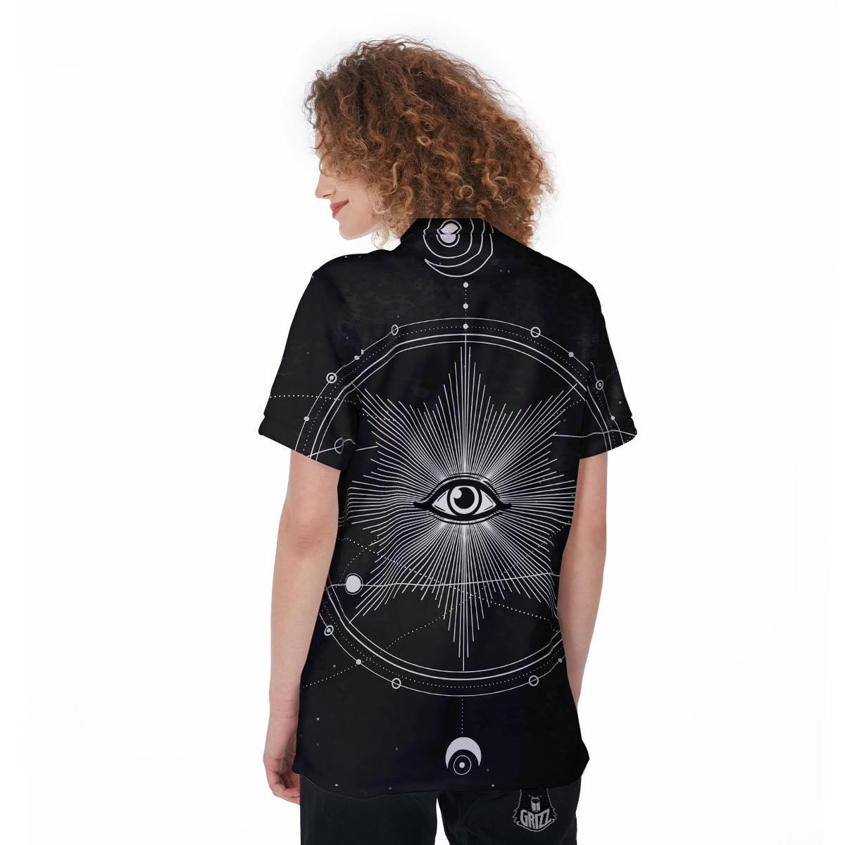 All Seeing Eye Sun Print Women's Golf Shirts-grizzshop
