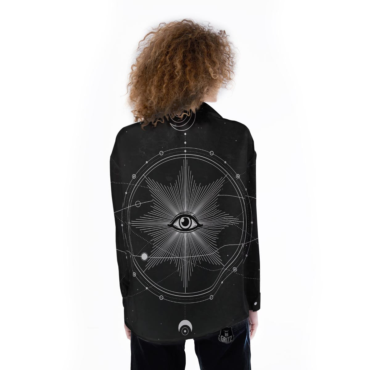 All Seeing Eye Sun Print Women's Long Sleeve Shirts-grizzshop